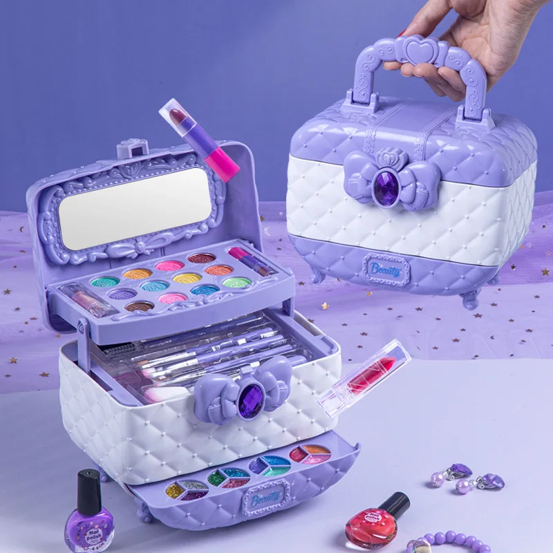 Children Girls Princess Makeup Box Makeup Homemaker Makeup Toys Nail Polish Eye - £31.99 GBP+