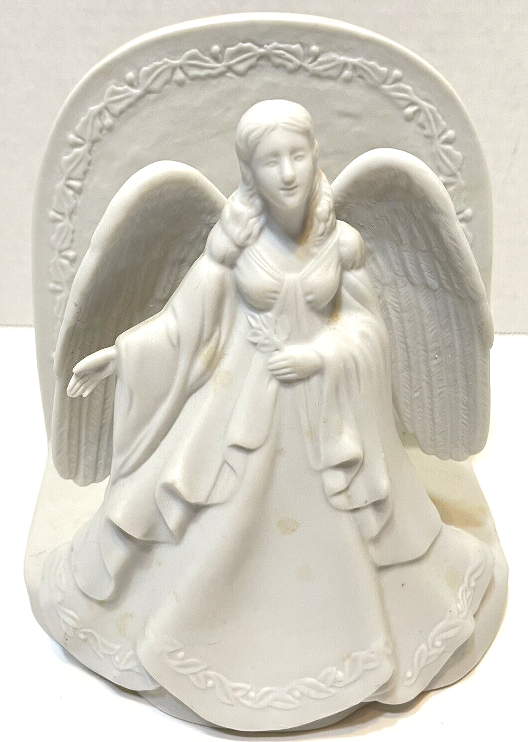 Vintage Hallmark Porcelain Angel Bible Holder Napkin Holder White Matte 6x5.5 in - $28.44