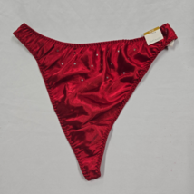 Lane Bryant Cacique Intimates Red Satin Hi-Leg Rhinestone Bling Thong Pa... - $29.69