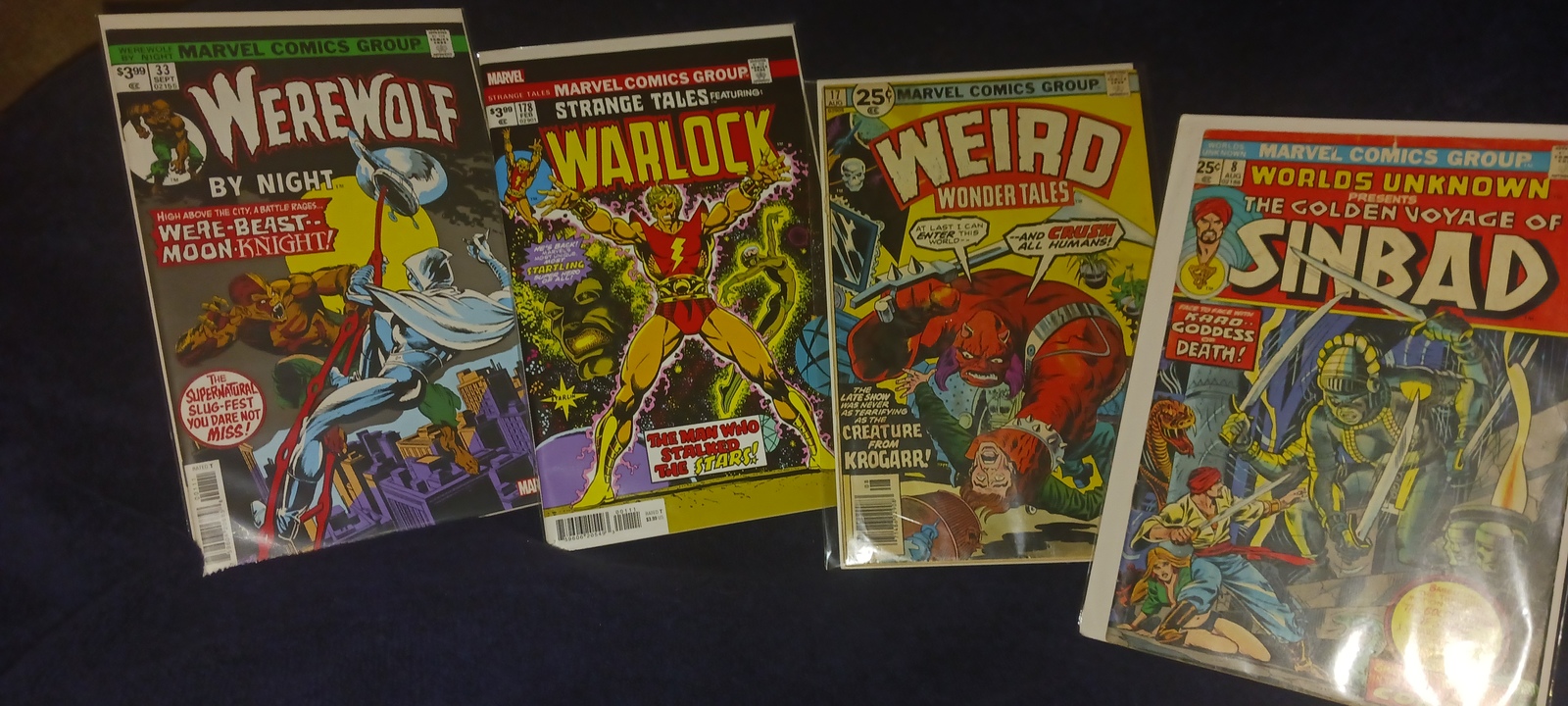 4)MARVEL BRONZE AGE / KIRBY&amp;LEE/WEIRD TALES,SINBAD,WARLOCK, WEREWOLF/ MI... - $34.99