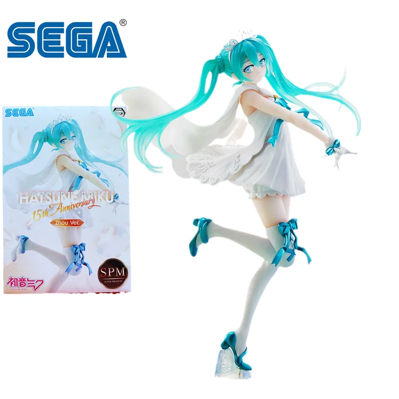 SEGA Virtual Singer Anime Figure Hatsune Miku 15th Anniversary Edition Beautiful - £32.75 GBP