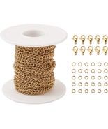 Gold Stainless Steel Curb Chain Link Roll Bulk Jewelry Supplies 4x3mm 32ft - £24.85 GBP