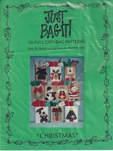 Just Bag-It 10 Full Christmas Gift Bag Patterns Using Iron On Fusible Web - $3.96