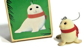 Christmas Hallmark Ornament Handcrafted Snowy Seal White Flock Design 1984 - £15.71 GBP