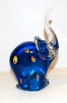 STUNNING MURANO STYLE ART GLASS BLUE MILLEFIORI ELEPHANT 6 1/2&quot; SCULPTURE - £38.29 GBP