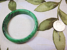 Natural Genuine A Jadeite Jade Full Green with Floral Sun Green Bangle Bracelet - £3,348.95 GBP