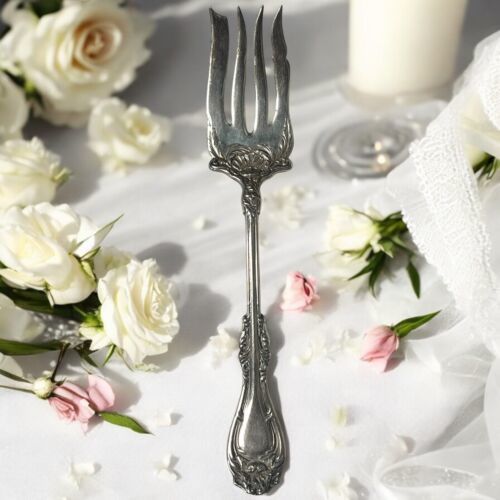 Antique Rogers HANOVER Cold Meat Serving Fork 8-3/8&quot; Silverplate Flatwar... - $12.08