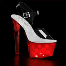 Pleaser DISCOLITE-708 Women&#39;s 7&quot; Heel Platform Led Illuminated Ankle Strap Shoes - £75.60 GBP