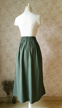 ARMY GREEN Linen Boho Skirt Women Loose Fitting Long Linen Wrap Skirt Outfit image 4