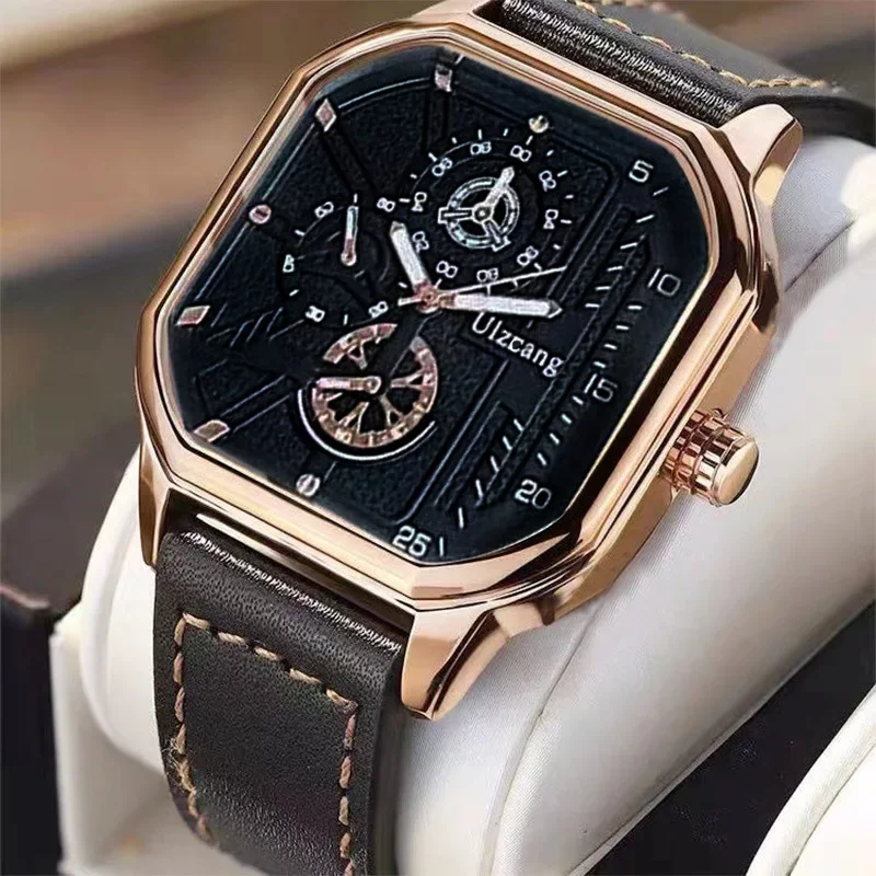 Brand Men Sport Watches Luxury Student Square Quartz Watch Big Deal Leat... - £13.38 GBP