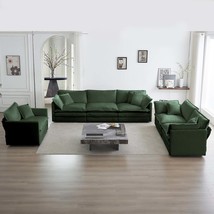 Green Chenille Sectional Sofa: 3-Piece Oversized Set - £1,129.30 GBP