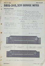Roland SEQ-315 331 Stereo EQ Original Service Manual, Schematics Booklet... - £46.79 GBP
