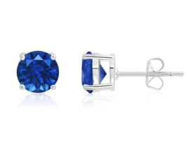 Crislu September Birthstone Earrings Dark Blue Fancy Zirconia Stud  2.0 ctw - £62.66 GBP