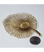 Monet Gold Tone Figural 3D Leaf Brooch 4&quot; x 3&quot; Textured Signed - £37.44 GBP