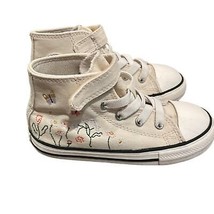 Converse Natural Ivory Floral Embroidered Easy On Sneaker Shoes Toddler Size 9 - £25.57 GBP