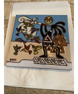 Vtg Southwest Kokopelli Tile Hot Plate Earthtones Wall Art  Signed Krit ... - £16.87 GBP