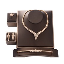 Jewelry Set HADIYANA Trendy Elegant Wedding Bridal Necklace Earrings Ring And Br - £73.09 GBP