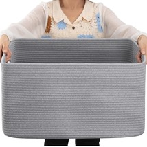 70L Large Cotton Rope Basket 22X17X12, Woven Nursery Laundry Blanket Bas... - $49.99