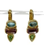 Premier Designs Triple Stone Lever Back Earrings Blue/Purple/Green - €16,29 EUR
