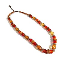 Necklace Womens Wood Plastic Bead Fashion Costume Jewelry 18&quot; to 21&quot; Length - £18.52 GBP