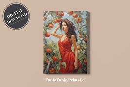 PRINTABLE wall art, Woman behind apple trees, Portrait | Digital Download - £2.73 GBP