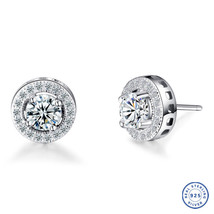 925 Sterling Silver earring CZ Cubic Zirconia clear crystal DLE45 - £9.64 GBP