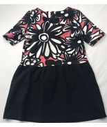 Gymboree Retired Dress Sz 6 Flowers Black White Pink Floral Abstract 239 - £20.28 GBP