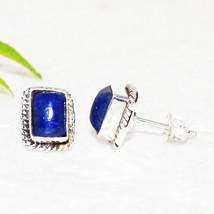 925 Sterling Silver Lapis Lazuli Earrings Handmade Jewelry Birthstone Earrings - £23.29 GBP