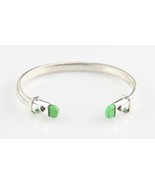 Sterling Silver Cable Cuff Bracelet w/ Green Accents 7&quot; Long 6 mm Wide 2... - $439.05 CAD