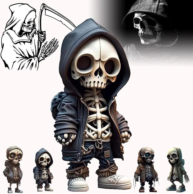 Halloween Cool Skeleton Figurines Skeleton Doll Resin Ornament Skull Figure - £13.10 GBP