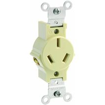 Leviton 5032-I 20 Amp, 125/250 Volt, Narrow Body Single Receptacl, Ivory - $27.02 CAD