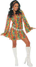 UNDERWRAPS Women&#39;s 1960s Retro Hippie Costume Dress Set, Multi, Medium - $120.44