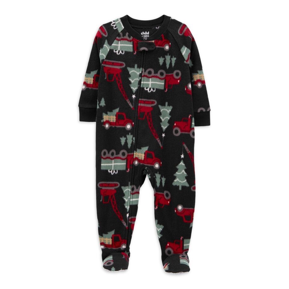 Child Of Mine Toddler Boys Christmas Blanket Sleeper Pajamas Size 12 M Trucks - £13.30 GBP