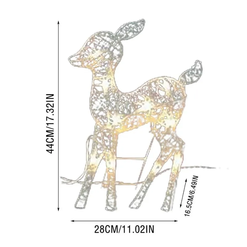3PCS  Art Elk Home Outdoor Yard Ornament Decor With LED Light Glowing Glitter Re - £93.90 GBP