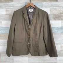 Talbots Vintage 90s Irish Linen Blazer Jacket Brown Patch Pocket 3 Btn W... - $49.49