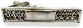 1 5/8&quot; Engravable w Mesh Chain Design Vintage Neck Tie Clip Silver Tone - £11.82 GBP