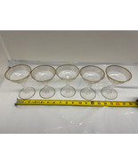 Vintage Hollywood Regency Optic Glass Gold Band Stripes Cocktail Glasses... - $21.00