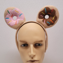 Plush Donut Mouse Ears Tan Headband Sprinkles Pink Brown Multicolor Cute!  - £9.11 GBP