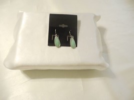 INC 1-1/4&quot; Silver Tone Light Green Teardrop  Fish Hook Earrings H894 - £4.96 GBP