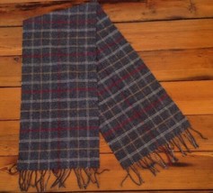 Geoffrey Beene 100% Pure New Wool Italy Scottish Tartan Plaid Gray Fring... - $24.99