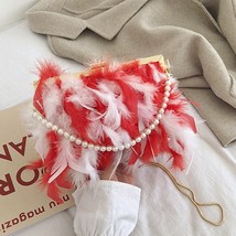 White Feather Handbag Women&#39;s Evening Clutch Bag Exquisite  Chain Wedding Bridal - £41.99 GBP