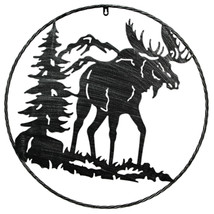 24 Inch Laser Cut Metal Moose Wall Art Rustic Silver Accent Cabin Lodge Decor - £37.01 GBP