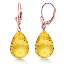Galaxy Gold GG 14k Rose Gold Leverback Earrings with Briolette Citrines - £306.82 GBP+