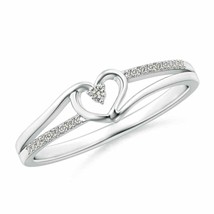 Round Diamond Split Shank Heart Promise Ring in 14K White Gold Ring Size 10 - £204.06 GBP