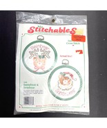 Stitchables Cross Stitch Kit Santa Bear &amp; Reinbear #7578 Hoops Christmas... - $229.94 MXN