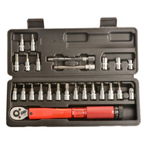 25Pcs 2-24Nm Bicycle Bike Torque Wrench 1/4 Inch Torque Wrench Socket Set K - £63.70 GBP
