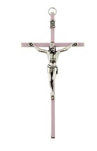 Silver &amp; Pink Small 6&quot; Crucifix,  New #AB-98 - $7.92