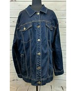 Lane Bryant Dark Wash Denim Jean Jacket Breast Pockets 6 Button Size 28 - $864.16 MXN
