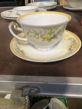 Meito China Porcelain Japan Floral Gold &amp; Yellow Cup &amp; Saucer Set - £10.92 GBP