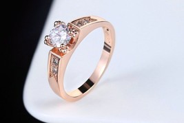 Classical Cubic Zircon Forever Wedding Rings for Women Rose Gold Color - £17.39 GBP